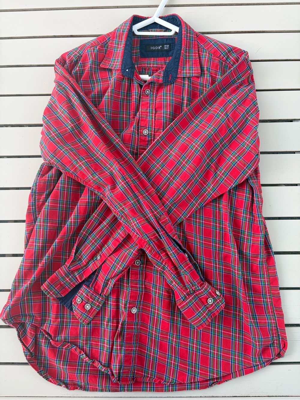 Igor Red and Green Plaid Long-Sleeve Shirt
